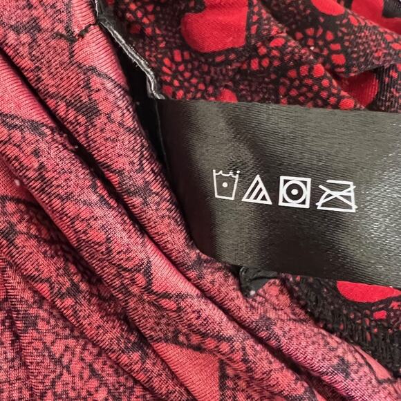 René Rofé Sleepwear Womens Robe 1X Red Black Heart Print Belted 3/4 Sleeve - Picture 7 of 7